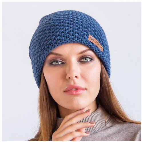 фото Шапка женская flioraj синяя 335fj тёмная джинс
