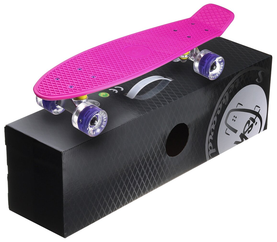 Пенни Борд Fish Skateboards 22" Малина LED