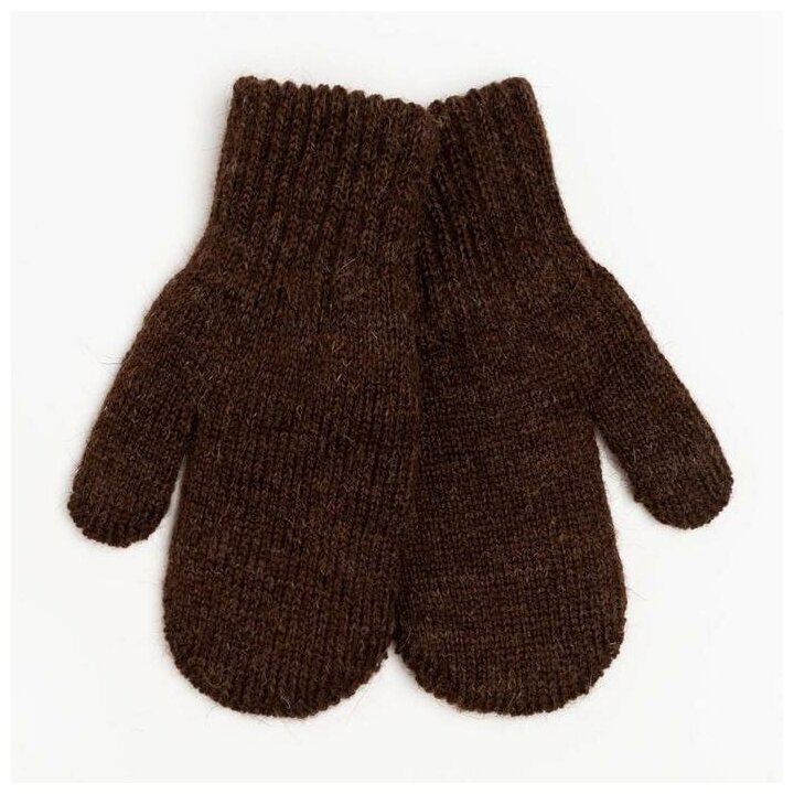 фото Варежки двойные детские, цвет серый, размер 12 (3-6 лет), "Baranowool", материал вязаное полотно