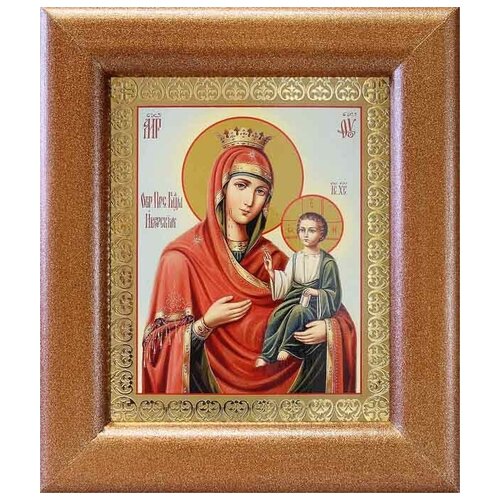 Иверская икона Божией Матери, широкая рамка 14,5*16,5 см иверская икона божией матери широкая рамка с узором 19 22 5 см