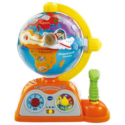 Развивающая игрушка VTech Обучающий глобус, 80-0652, синий/оранжевый интерактивная развивающая игрушка vtech вращающийся и обучающий мяч 80 151566 разноцветный