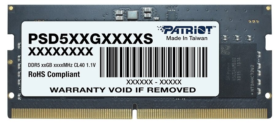 Оперативная память Patriot Memory SL 8 ГБ DDR5 4800 МГц SODIMM CL40 PSD58G480041S