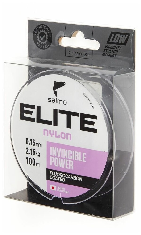 Леска монофильная Salmo Elite FLUORO COATED NYLON диаметр 0.15 мм тест 2.15 кг 100 м прозрачная