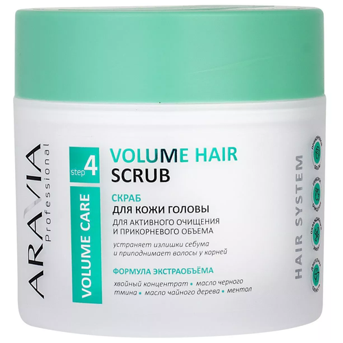 Купить Aravia Скраб для кожи головы для активного очищения и прикорневого объема Volume Hair Scrub 300мл, Aravia Professional