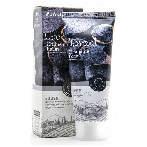 3W CLINIC Глубокоочищающая пенка для сужения пор Charcoal Cleansing Foam