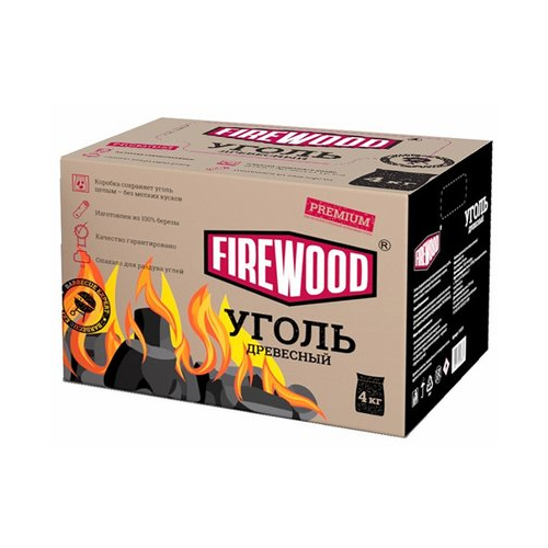 Firewood Уголь древесный, 4 кг 31.59 л, , 1 шт. уголь древесный 4 кг в коробке firewood