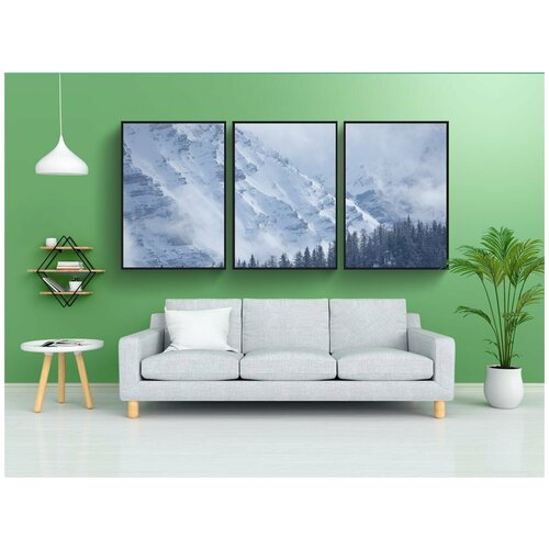 фото Набор модулных постеров для интерьера "снег, гора, зима" 60x90 см. в тубусе, без рамки lotsprints