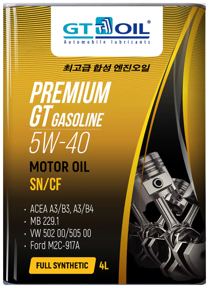 GT OIL 8809059407226 Масло моторное 5W40 GT OIL 4л синтетика Premium GT Gasoline