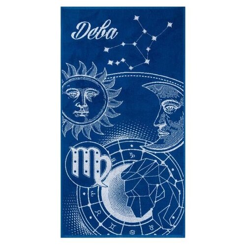 фото Полотенце махровое этель "девы" синий, 67х130 см, 100% хлопок, 420гр/м2