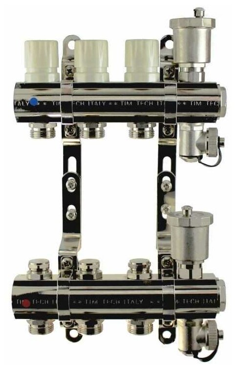 Коллекторная группа Tim KB004 для радиаторного отопления 1", 4 выхода 3/4"