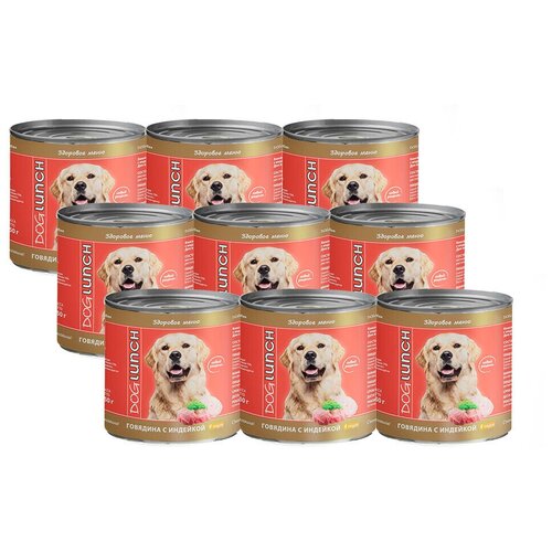 Dog Lunch консервы для собак Говядина с индейкой в соусе 750г х9шт