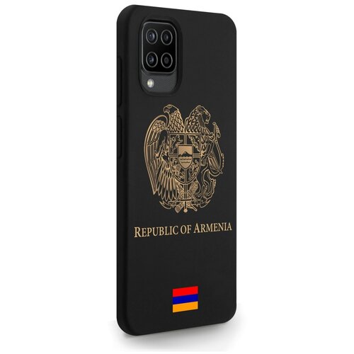 Черный силиконовый чехол SignumCase для Samsung Galaxy A12 Золотой Герб Армении для Самсунг Галакси А12
