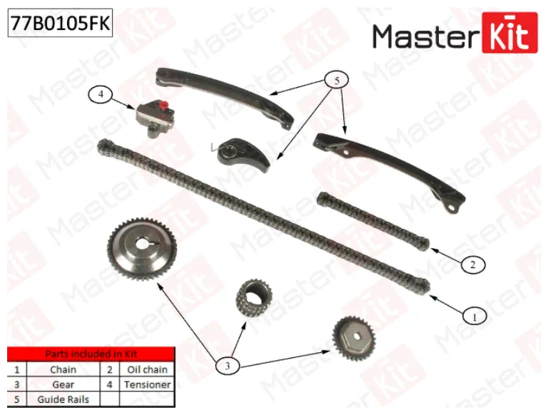 Комплект цепи ГРМ MasterKit 77B0105FK