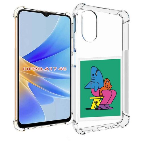 чехол mypads акула синяя в штанах для samsung galaxy a04 задняя панель накладка бампер Чехол MyPads акула синяя в штанах для OPPO A17 задняя-панель-накладка-бампер