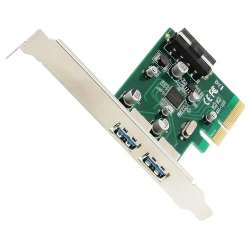 адаптер pci e два 5 gbps порта usb 3 0 питание 4pin molex Контроллер USB3.1 Orient AM-31U2PE-2A PCI-Express на 2 USB Af внешних ASM1142 + доп-питание