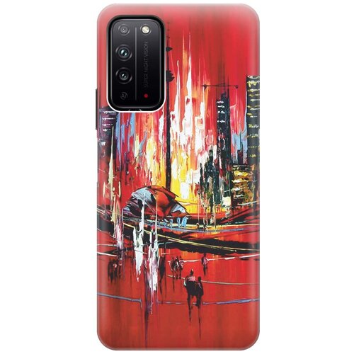 фото Ультратонкий силиконовый чехол-накладка для honor x10 с принтом "акварельный город" gosso