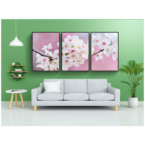 фото Набор модулных постеров для интерьера "япония, пейзаж, весна" 60x90 см. в тубусе, без рамки lotsprints