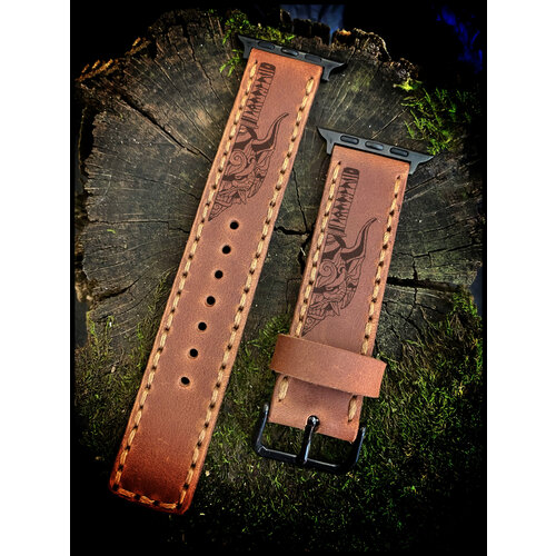 Ремешок из натуральной кожи для Apple Watch 42/44/45/49 mm Самурай / 170-200мм / желто-коричневый