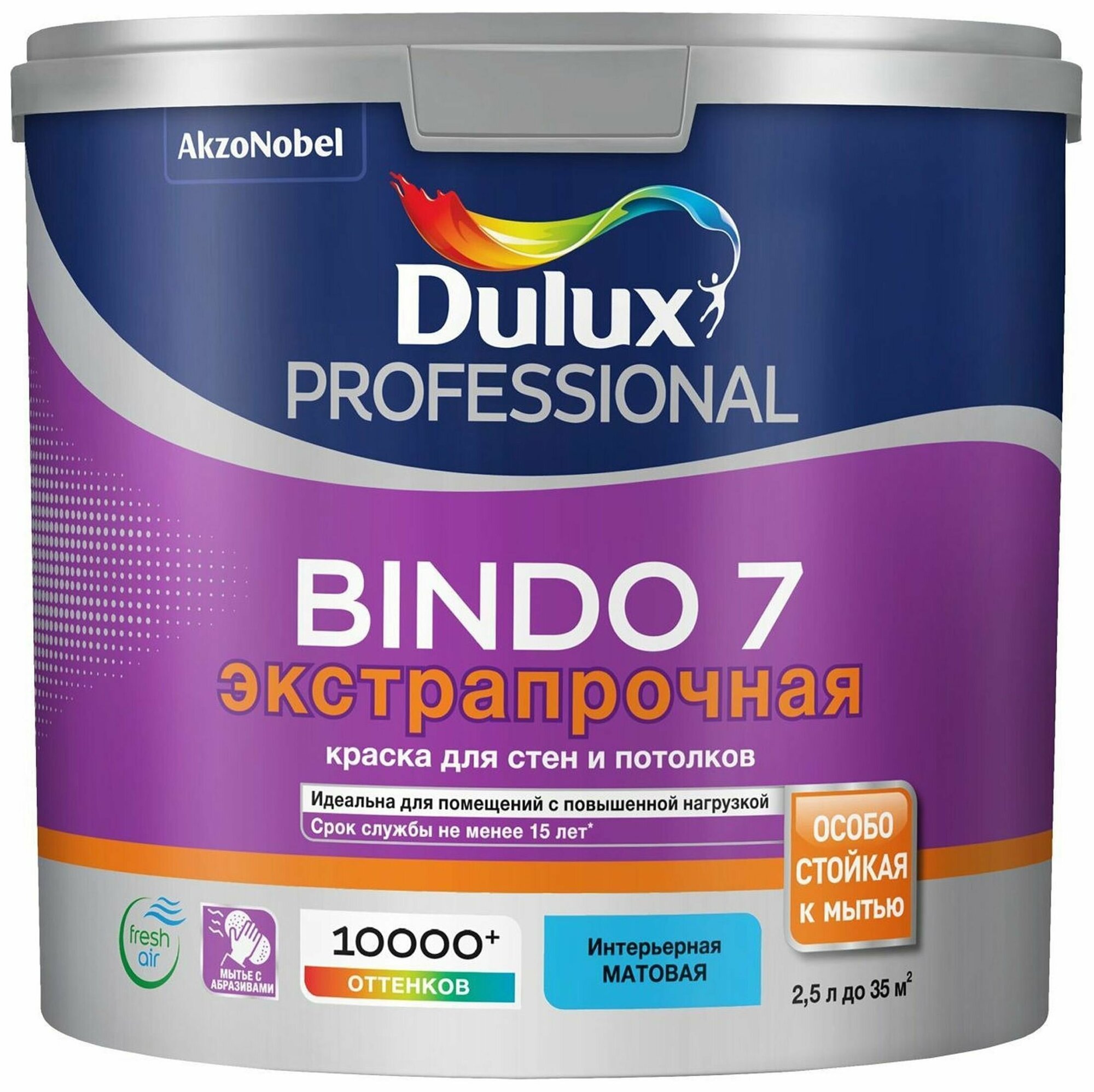 Краска интерьерная Dulux Bindo 7 матовая защитная база BC 2,25 л