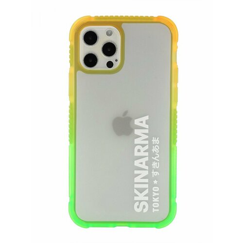 Чехол для iPhone 12/12 Pro Skinarma Hade Green/Orange, противоударная пластиковая накладка с рисунком, матовый силиконовый бампер с защитой камеры