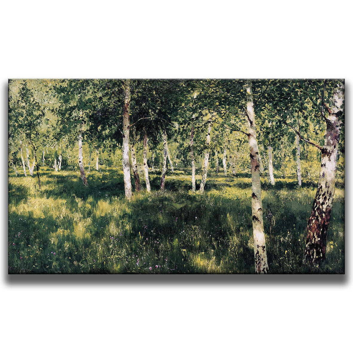Картина для интерьера на холсте Исаака Левитана «Берёзовая роща» 30х51, холст натянут на подрамник