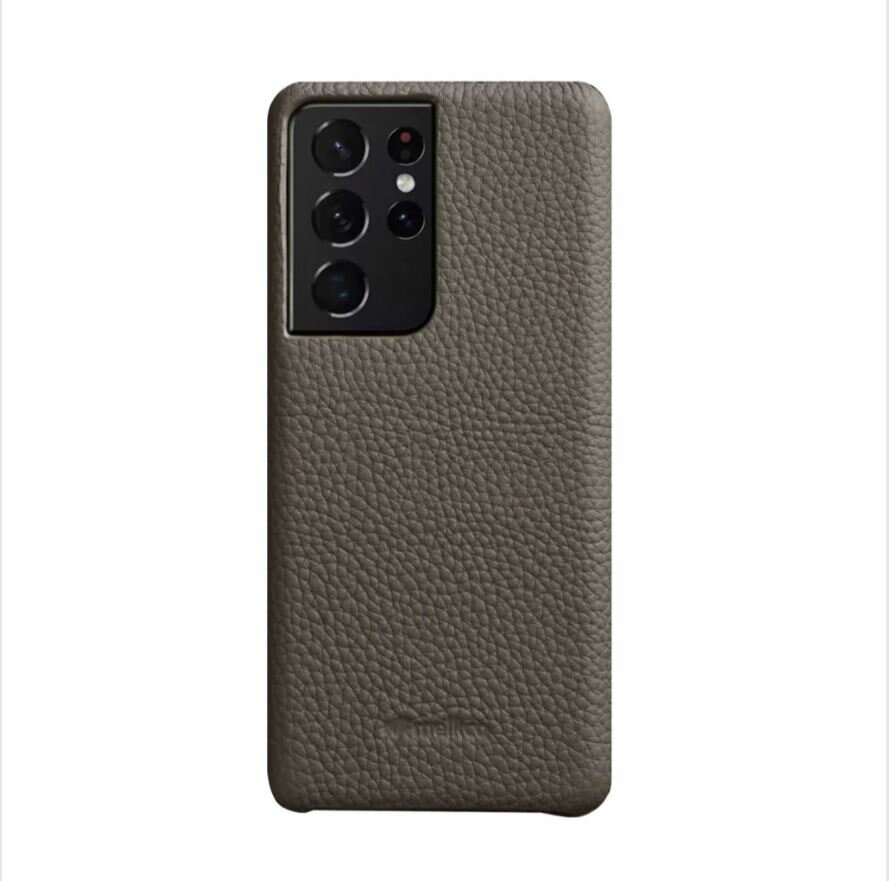 Кожаный чехол накладка Melkco для Samsung Galaxy S21 Ultra - Snap Cover, серый