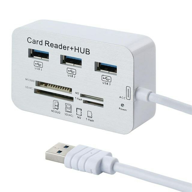 USB хаб-картридер HUB USB 3.0/3.1 3xUSB MS DUO SD (HC) M2 T-Flash Дисконт 63