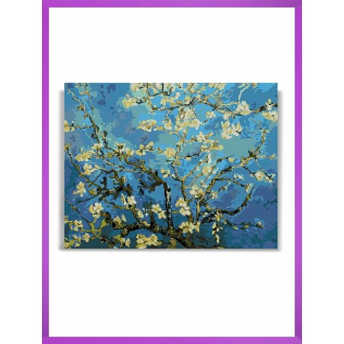 Алмазная мозаика на подрамнике - вышивка Винсент Ван Гог - Цветущие Ветки Миндаля 40 х 50 см