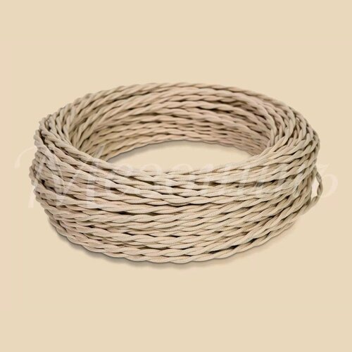 Изображение товара Провод монтажный МезонинЪ витой ретро ПВХ 2х1,5 полиэфирная нить 50м. слоновая кость GE70141-02
