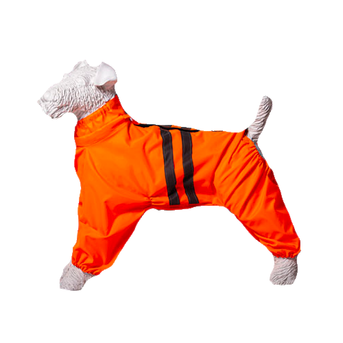 Теплый комбинезон для КАВАЛЕР-КИНГ-ЧАРЛЬЗА-СПАНИЕЛЯ кобеля на флисе повышенной прочности со светоотражающими полосами цвет оранжевый 3500₽