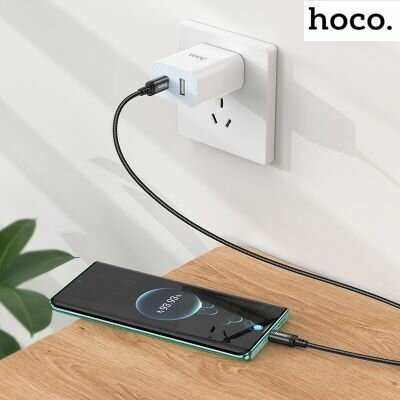 Кабель Hoco для Android, c Type-C на Type-C, Hoco X89 Wind, чёрный, 1 метр, PD 60W, 3A для быстрой зарядки — фото 1