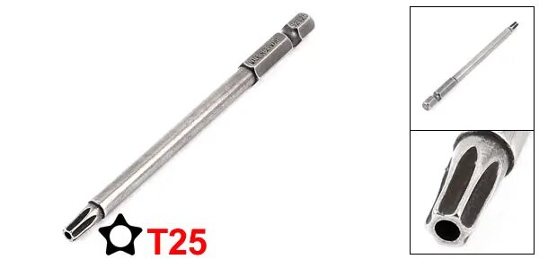 Uxcell магнитная отвертка Torx T6 T7 T8 T9 T10 T15 T25 T30 100 мм, T25