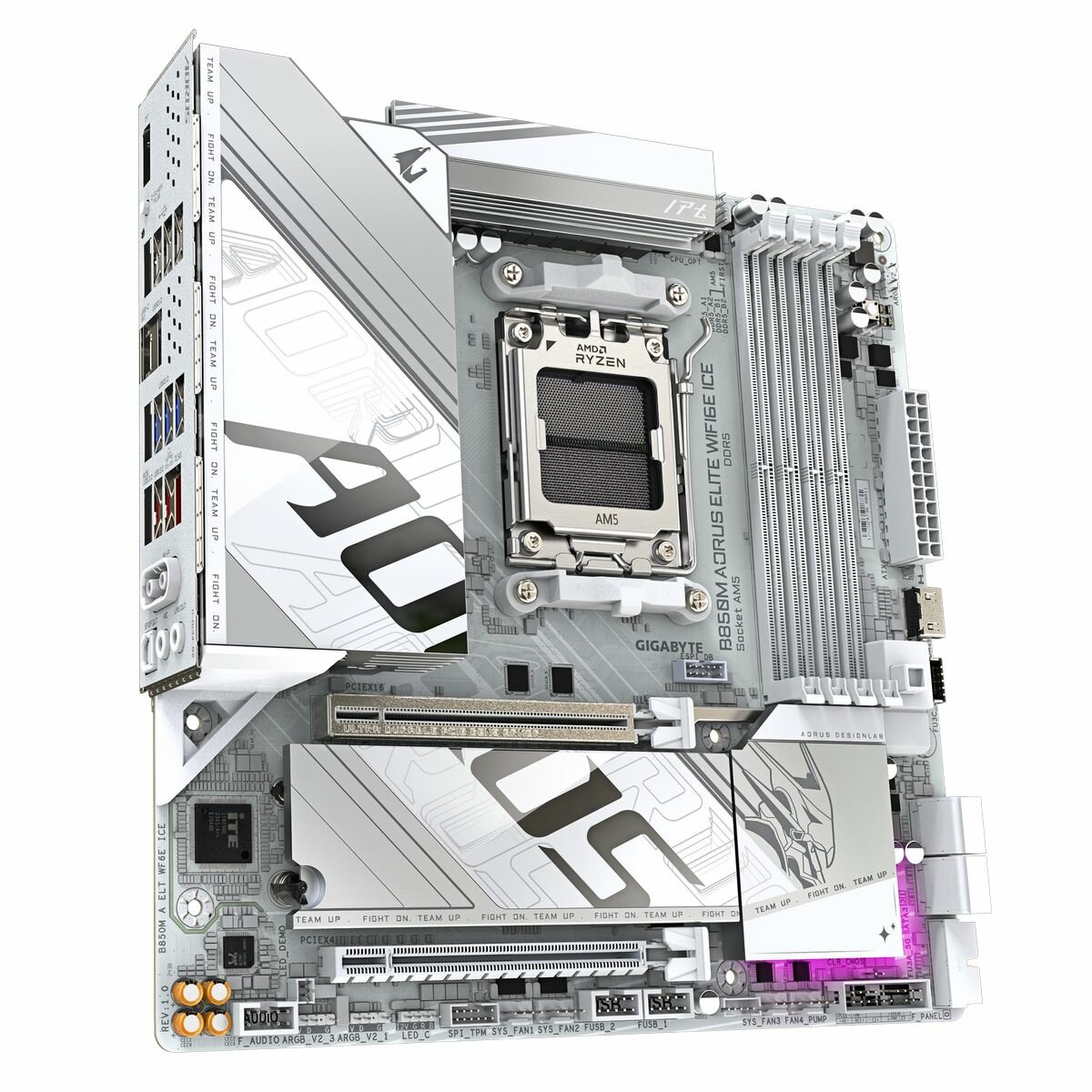 Материнская плата Gigabyte B850M AORUS ELITE WIFI6E ICE, AM5, AMD B850, Micro-ATX, RTL (B850M AORUS ELITE WIFI6E ICE) — фото 1