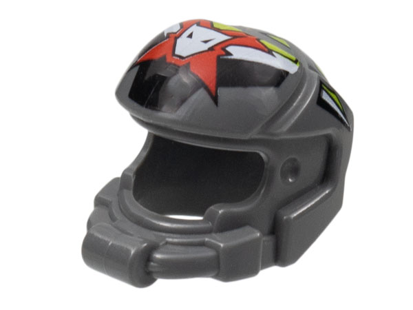 Minifigure, Headgear Helmet Space with World Racers Team Extreme Logo Pattern, 87781pb01 Dark Bluish Gray U