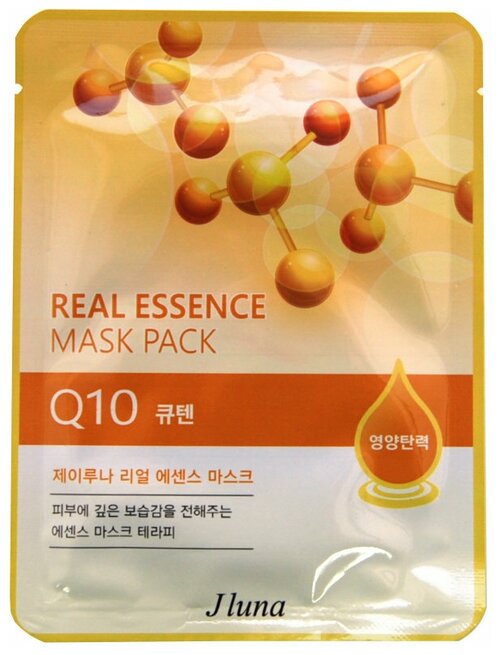 Juno тканевая маска Real Essence Mask Pack с экстрактом Q10, 25 мл