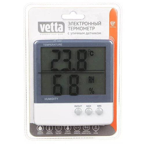 VETTA Термометр электронный 2 режима, с уличным датчиком, пластик, 10,8x10см, HTC-3