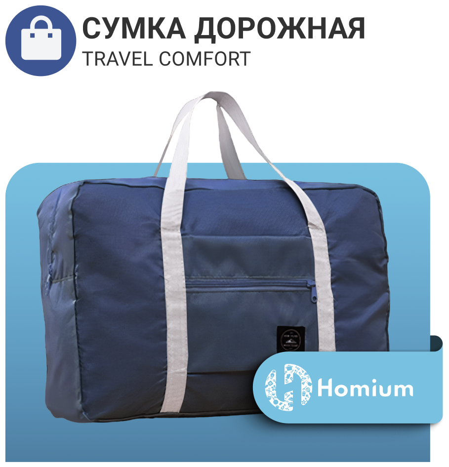 Складная дорожная сумка, сумка трансформер на чемодан, хозяйственная сумка для тренировок Homium Travel Comfort, синяя - фотография № 2