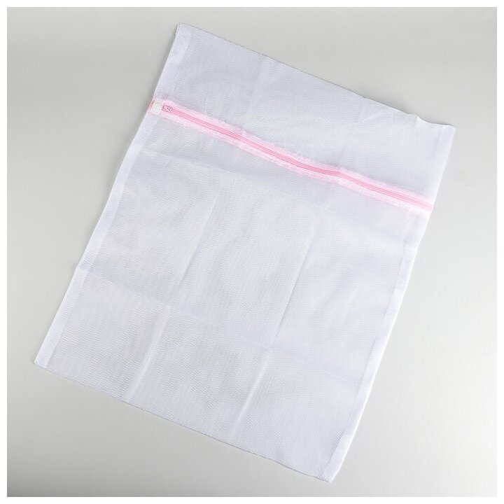 Мешок для стирки белья Доляна, 50×60 см, мелкая сетка, цвет белый - фотография № 3