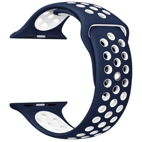 Силиконовый ремешок для Apple Watch перфорированный 38/40 mm Сине-белый