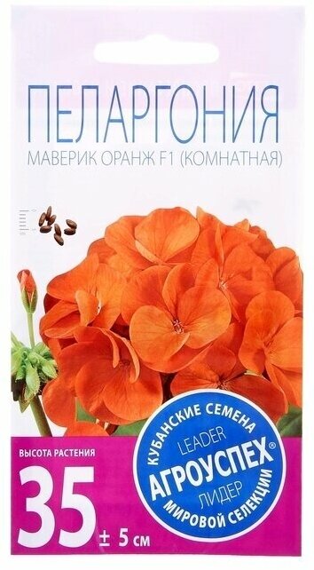 Семена комнатных цветов Пеларгония Маверик Оранж, 4 шт