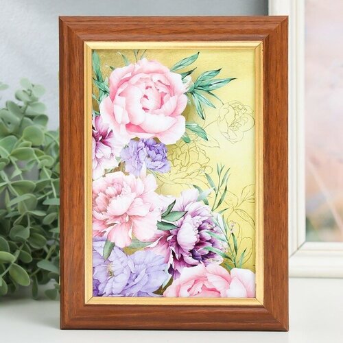 Ключница Розовые пионы орех 15х21 см 924₽