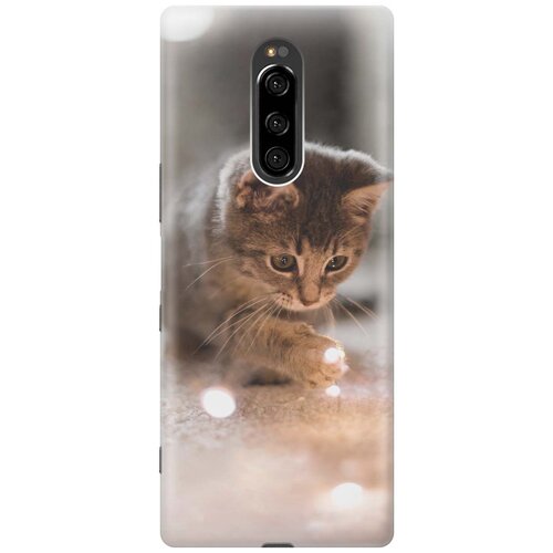 фото Cиликоновый чехол на sony xperia 1 / xz4 / сони иксперия 1 с принтом "котенок и свет" gosso