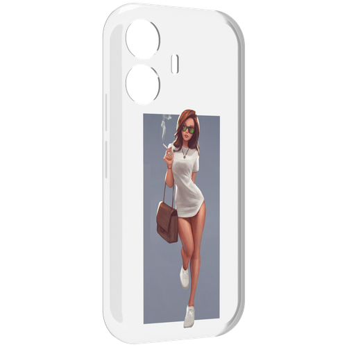 Чехол MyPads девушка-в-белой-футболке женский для Vivo Y77E / Vivo iQOO Z6 Lite задняя-панель-накладка-бампер