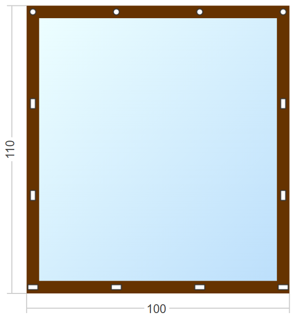 Мягкое окно Софтокна 100х110 см, Прозрачная пленка 0,7мм, Скоба-ремешок, Коричневая окантовка, Комплект для установки - фотография № 3