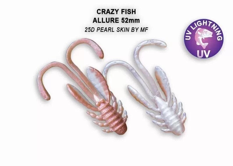 Силиконовая приманка мягкая съедобная Crazy Fish Allure 2" 50 мм 47-52-25d-6 6 шт.