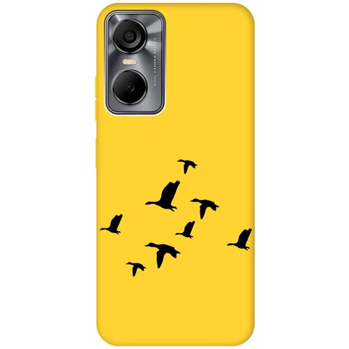 Силиконовый чехол на Tecno Pop 6 Pro, Техно Поп 6 Про Silky Touch Premium с принтом Flock of Ducks желтый силиконовый чехол на tecno pop 6 pro техно поп 6 про silky touch premium с принтом sarcasm element желтый