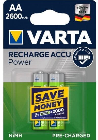 Аккумулятор Varta LR6 AA 2600 mAh R2U (уп 2 шт)