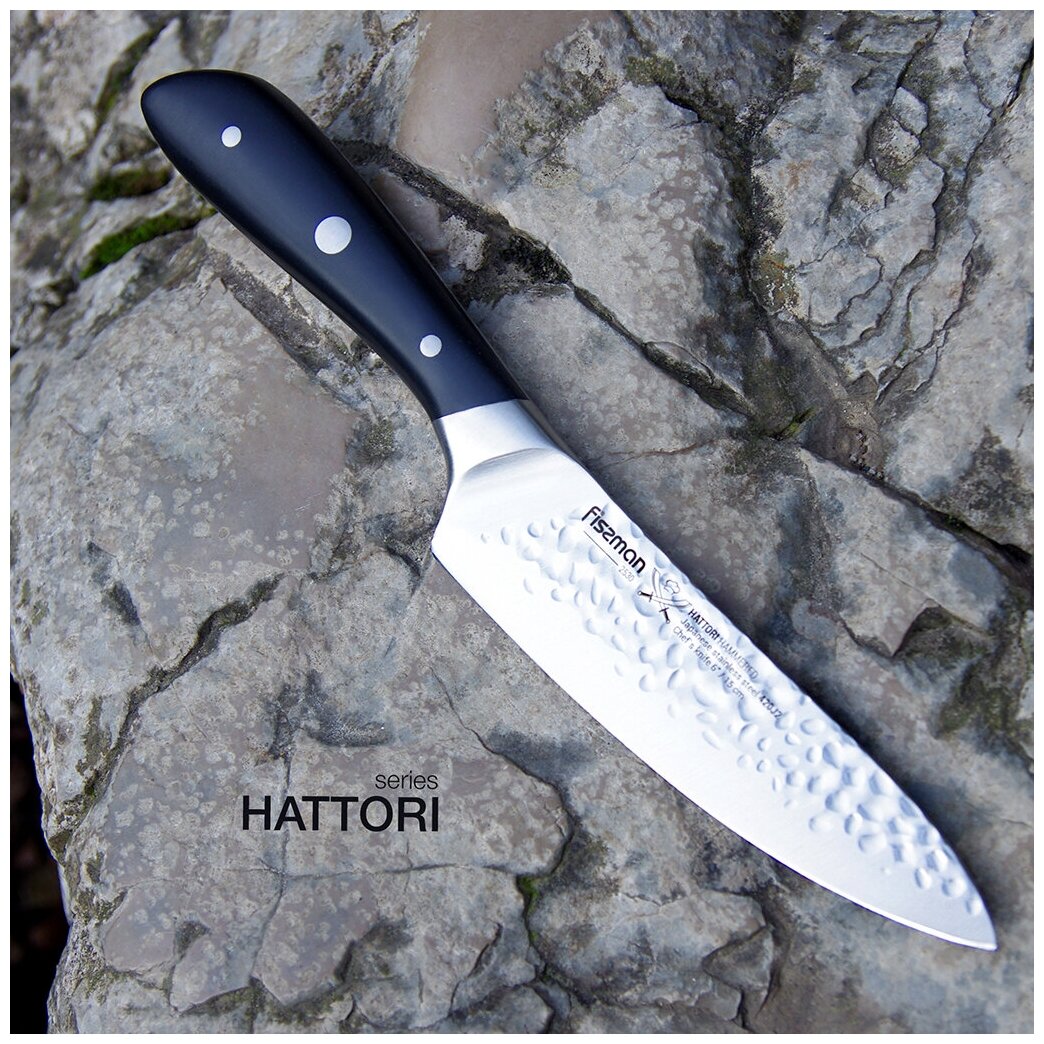 Нож Fissman HATTORI Поварской 15 см hammered (420J2 сталь) (2530) - фотография № 6