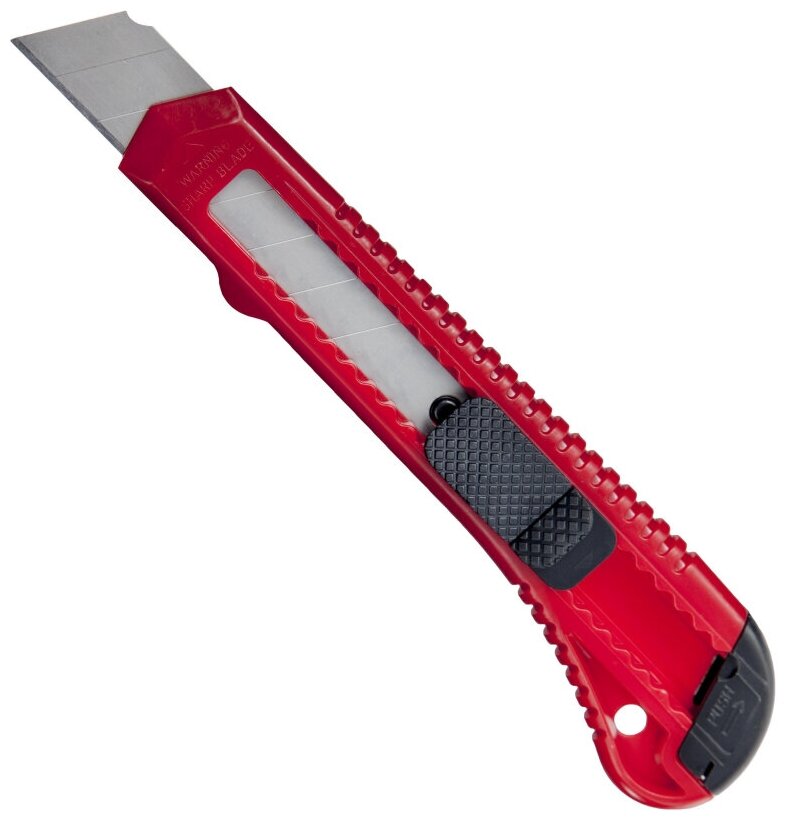 Нож канцелярский 18 мм Attache с фиксатором, полибег, цв. красный