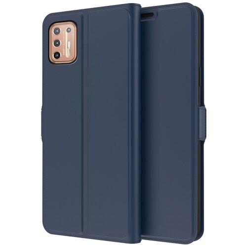 фото Чехол-книжка mypads для moto g9 plus/ motorola moto g9 plus водоотталкивающий с мульти-подставкой на жесткой металлической основе синий